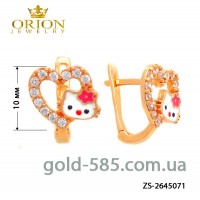 Серьги золотые детские ✻ Hello Kitty ✻ ZS-2645071 Серьги золотые детские ✻ Hello Kitty ✻ ZS-2645071